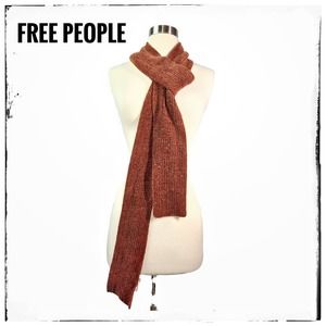 Free People Chenille Rust Brown Skinny Soft Scarf